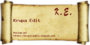 Krupa Edit névjegykártya